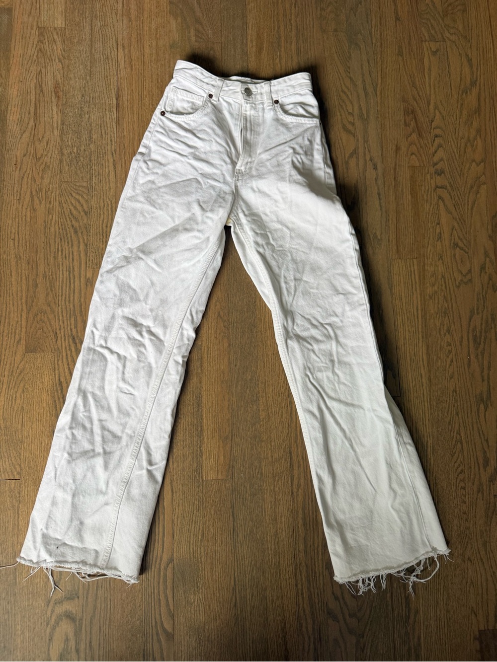 Zara White High-Rise wide Leg Jeans